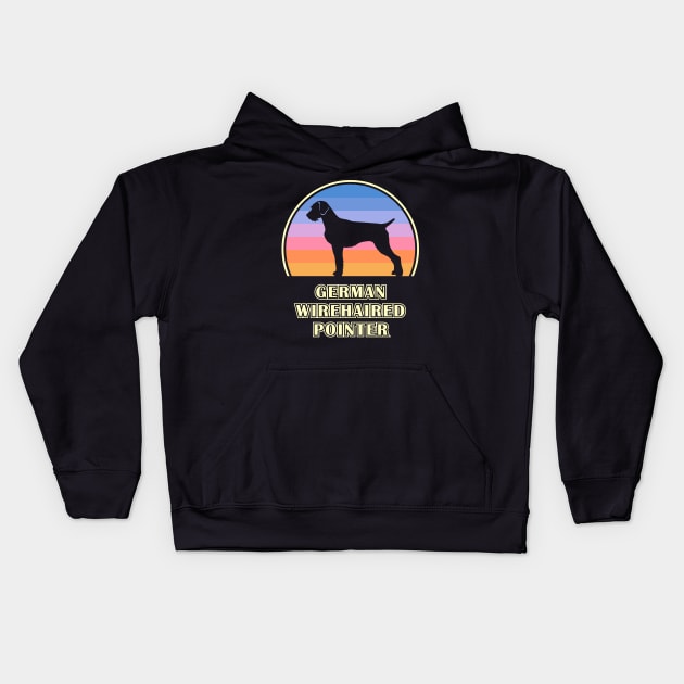 German Wirehaired Pointer Vintage Sunset Dog Kids Hoodie by millersye